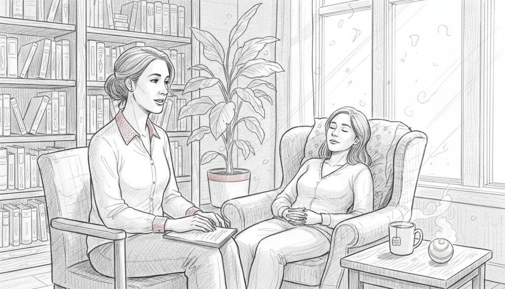 Therapist and client during hypnosis session