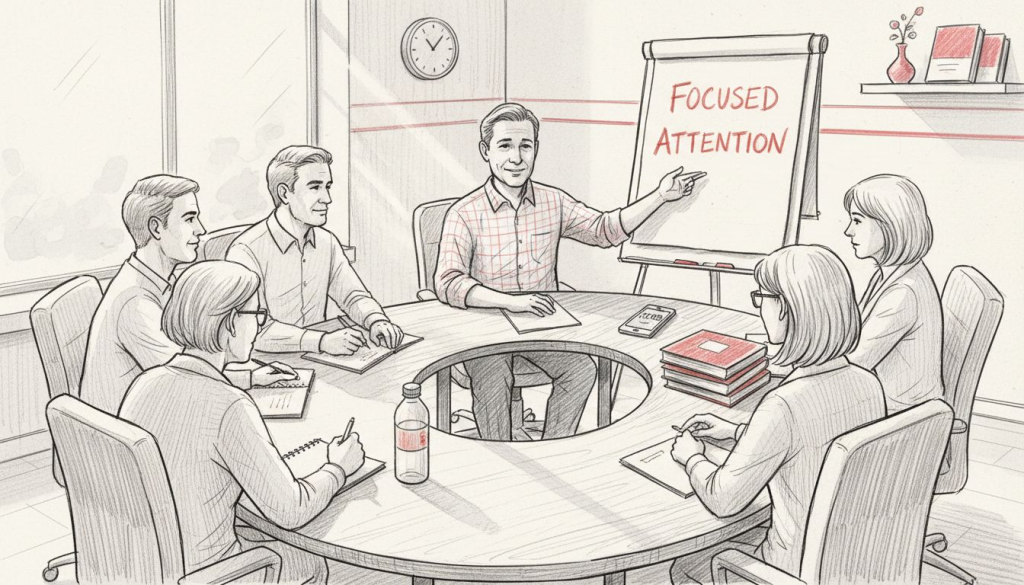 Hypnosis instructor teaching small training group