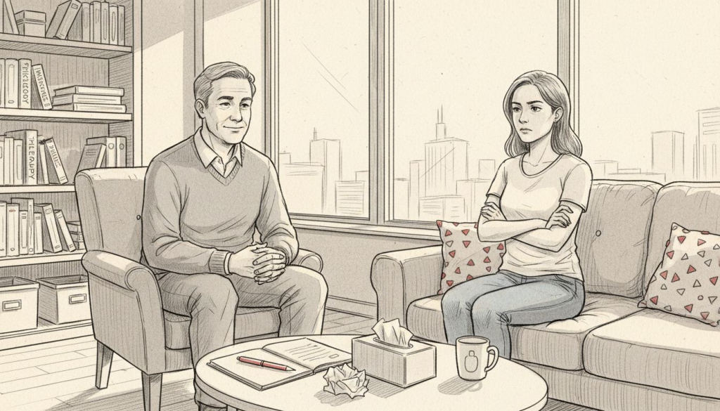 Therapist and client in hypnosis session showing resistance